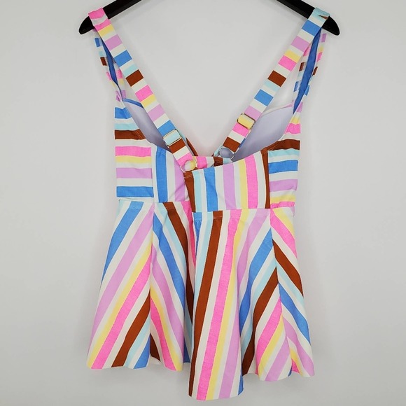 California Waves Linen Stripe Tankini Top - Picture 3 of 4